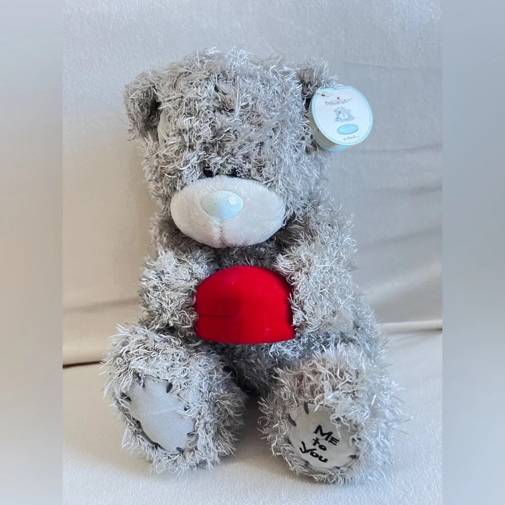 Tatty Teddy Plush Me to You Grey Love Bear holding Red Heart Ring box with tag